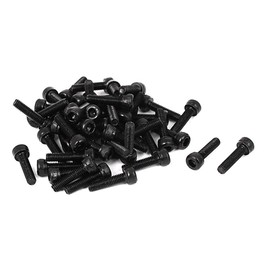Sourcingmap M3 x 12mm Carbon Steel Full Thread Hex Socket Cap Head Screws Bolts Black 50 Pcs