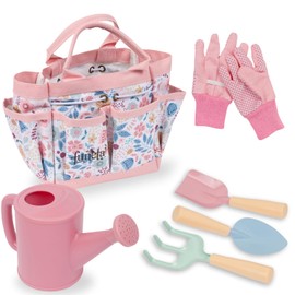 Funeta Funeta Floral Kids Gardening Set - Toddler Garden Tools, No-Leak Watering Can & Quality Tote Bag - Safe Metal Tools for Kids