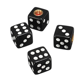 Topxome 4pcs Plastic Wheel Stem Tyre Air Valve Dustproof Cap Gold Dice Tire Tyre Valve Caps Bike Auto Truck Tire Valve Dust Cap (Black)