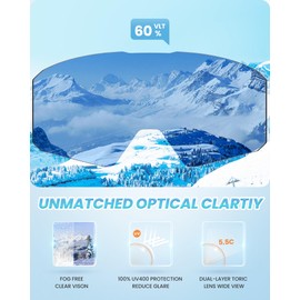 OutdoorMaster Falcon kid Replacement Ski Goggle Lens,Anti-Fog Cylindrical Snowboard Lenses with Magnetic& Clip Locking System