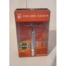 Van Der Hagen Traditional Safety Razor 85mm Chrome Handle w/ 5 Stainless...