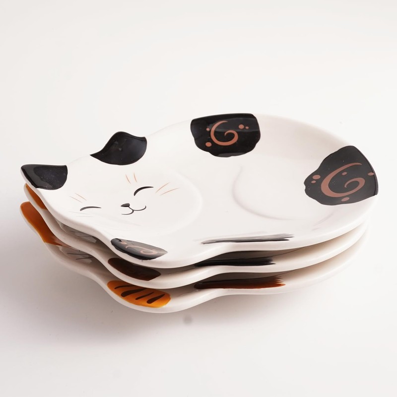 Cat Shaped Ceramic Plate – 6.8 x 5.1 inch Small