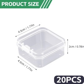Jyvex Pack of 20 Storage Boxes with Lid, Small, 4.5 x 4.5 x 2 cm, Plastic Box with Lid, Small, Plastic Storage Box for Pills, Beads and Craft Accessories