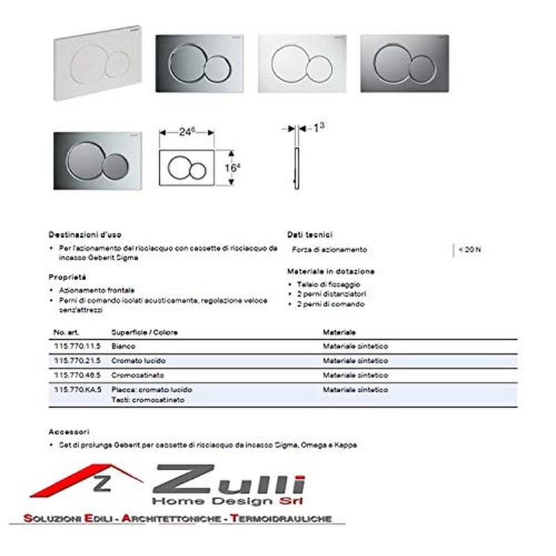Geberit - Geberit Sigma01 Push Button, for Dual Discharge: Glossy