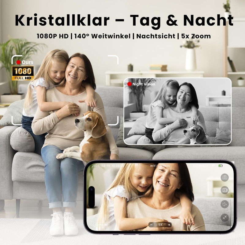 HYCENCY Mini Camera WLAN 1080P HD Surveillance Camera Indoor WiFi