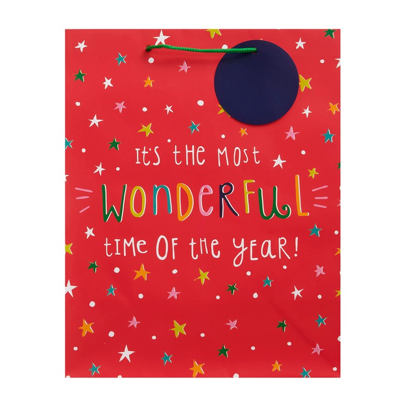 UK Greetings Multipack of 6 Medium/Large Christmas Giftbags - Bright