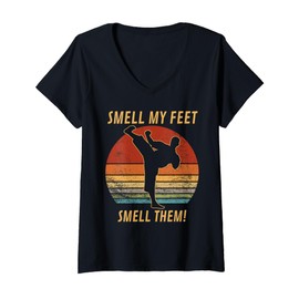 Womens Cool Karate Gifts For Boys Girls Funny Smell My Feet Karate V-Neck T-Shirt