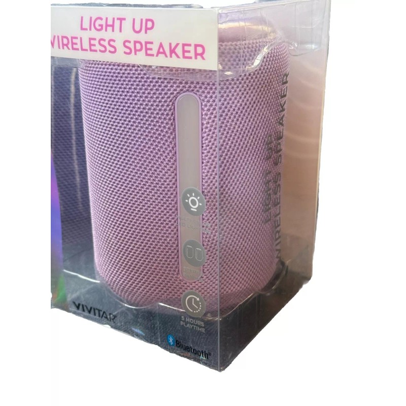 Vivitar Light Up LED Wireless Speaker Bluetooth New Rechargeable Purple
