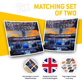Square Stickers (Set of 2) 7.5cm - Flight Deck Aeroplane Cockpit Pilot Laptop Tablet Luggage Scrapbook #16297