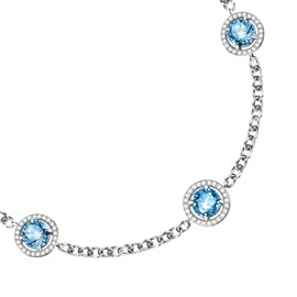 Morellato TESORI Collection Women's Bracelet 925 Silver Cubic Zirconia Aquamarine Blue Zircons SAIW96, Unit size, Unprecious Metals, No Gemstone