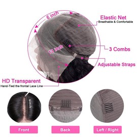 DaXunDi Deep Wave Lace Front Wigs Human Hair 13x6 Curly Human Hair Wig 200% Density HD Lace Front Wig Human Hair Pre Plucked Deep Wave Frontal Wig for Women with Baby Hair(28 Inch)