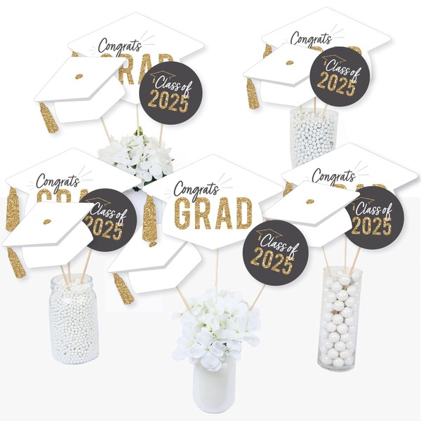 Big Dot of Happiness White and Gold 2025 Graduation Party
