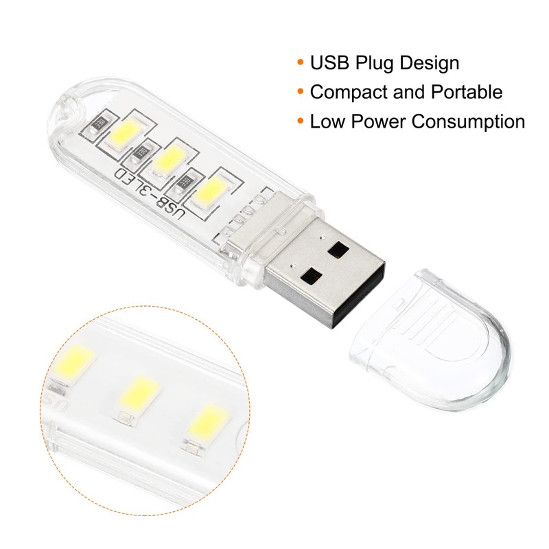 PATIKIL USB Night Light, 3 Pack Portable Plug-in Mini LED