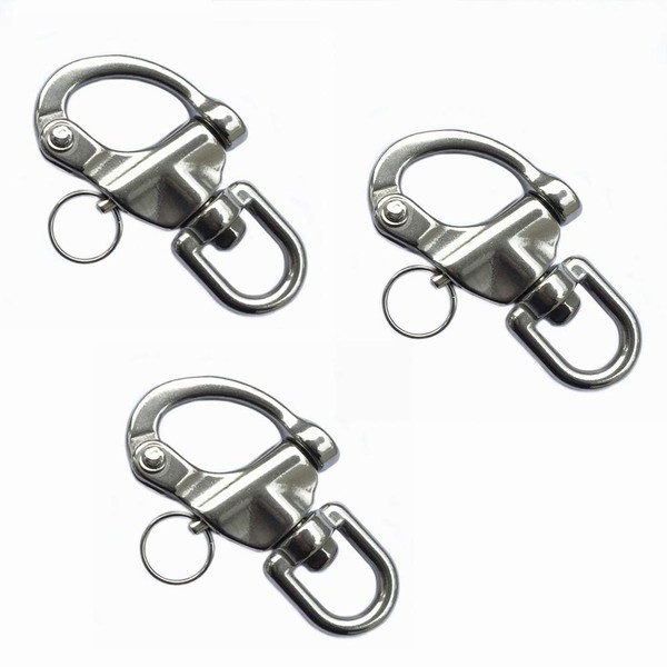 Long Buy 3Pack Swivel Eye Snap Shackle Quick Release Bail Rigging Sailing Boat Marine 316 Stainless Steel for Sailboat Spinnaker Halyard (2-3/4", Silver)