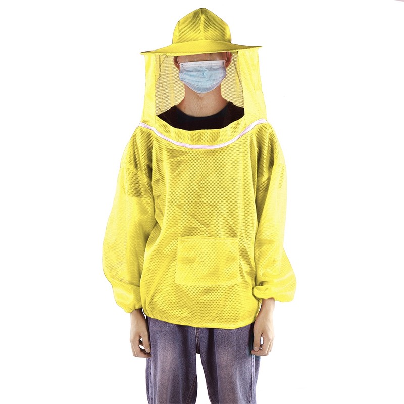Beekeeping Tools Professional Beekeeping Protective Jacket Beekeeper Veil Suit SmockYellow