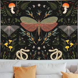 FORATER Moth Tapestry Wall Hanging, Aesthetic Mushroom Tapestry for Bedroom Orange Plant Flower Moon Wall Tapestries for Living Room Dorm Decor(61 x 82 inches, Dragonfly)