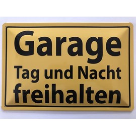 Tin Sign 20 x 30 cm Curved Garage Day and Night Free Keep Warning Sign Decorative Gift Sign