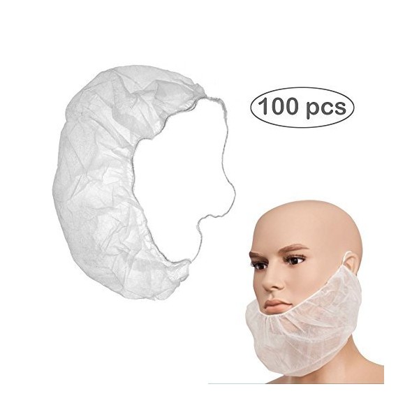 FoRapid White Disposable Latex Free Polypropylene Non-Woven Fabrics Beard Cover