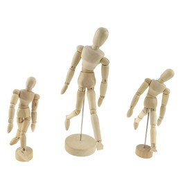 Set of 3 Wood Mannequin Articulated Mannequin with Base Wood Fully Jointed Movable Manikin Artist Mannequin for Sketching Drawing