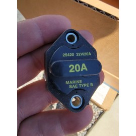 Eaton 25420 20A Circuit Breaker, Marine, 32 Volt, 20 AMP, SAE Type B bx338