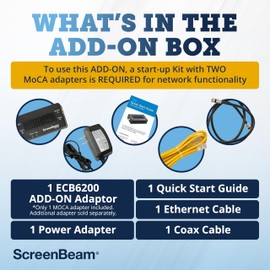ScreenBeam Bonded MoCA 2.0 Network Adapter for High Speed Internet, Ethernet Over Coax - Single Add-On Adapter for Existing MoCA Network