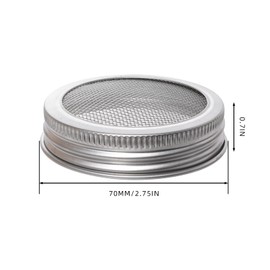 4 Pack Mesh Strainer Jar Stainless Steel Sprouting Jars Mason Wide Mouth Canning Lids for Growing Bean, Seeds and Salad(70MM)