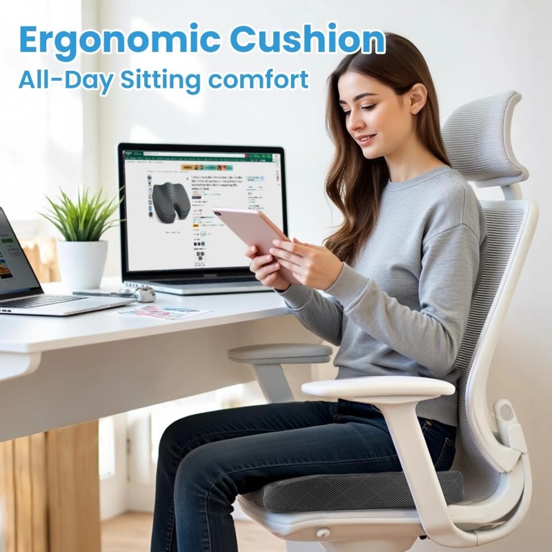 TushGuard Seat - Memory Foam Cushion for Office Chair, Car