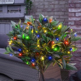 Festive Lights - 10m Solar Power Multi Function Fairy String Lights with 100 Multicoloured LEDs - IP44 Rated, Outdoor Decorative Lighting - External Panel, Black Cable, Garden Trees, Fences & Pergolas