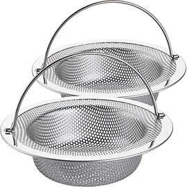 LASSHSWA Kitchen Sink Strainer Stainless Steel, Kitchen Sink Drain Strainer with Handle, Sink Strainers with Large Wide Rim 4.5" Diameter for Kitchen Sinks (2PCS)