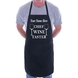 Print4U Personalise This Apron Chief Wine Taster Any Name Here BBQ Cooking Apron Black