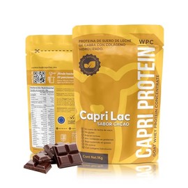 CAPRI PROTEIN Sabor Cacao Suplemento de Proteina de Leche de Cabra en Polvo Marca Capri Lac, Etiqueta limpia libre de Conservadores e Ingredientes Artificiales, Libre de Gluten y de Facil Digestion.