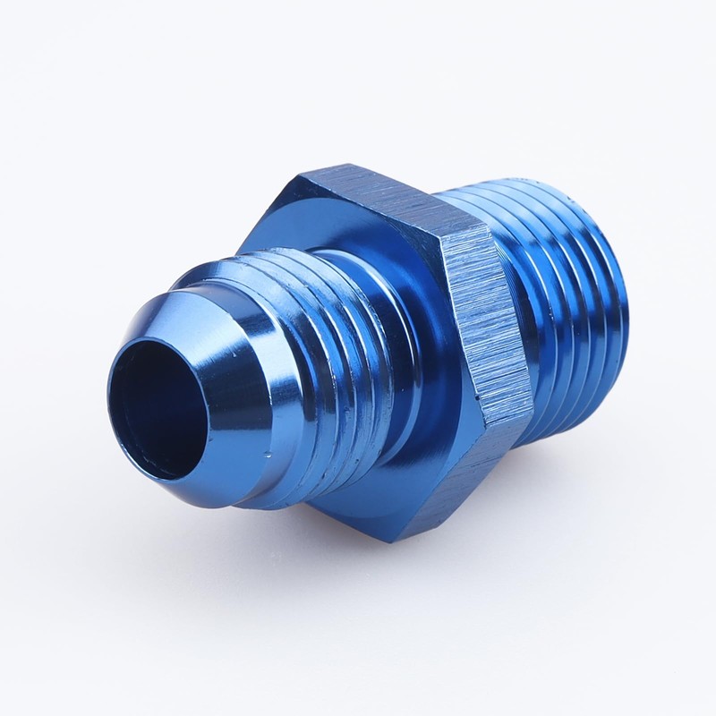 Blue Anodized Straight Aluminum Male Flare -6 AN to M16x1.5