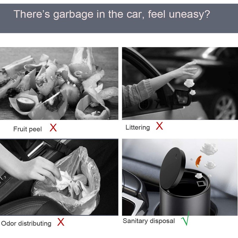 KOOMTOOM Alloy Mini Car Cup Holder Garbage Can, 300ml Dismountable