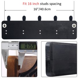WEBI Coat Rack Wall Mounted,Wood Coat Hooks Wall Mounted,16" Hole to Hole,Wall Coat Hanger Rustic Hook Rack Rail,5 Triple Hooks for Hanging Coats,Hats,Jacket,Clothes,Entryway,Black,2 Packs