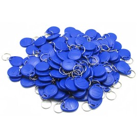 100PCS RFID Key Fob ID Card, 125KHz RFID Key Tags, EM-ID Cards Keyfobs with Pre-Programmed ID Numbers for Door Access Control System and ID Reader Read Only Unwritable (Blue)