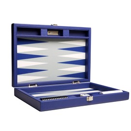 13-inch Premium Backgammon Set - Travel Size - Indigo Blue Board