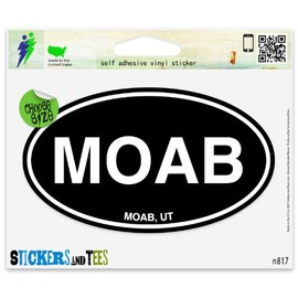 Moab Utah Black Oval Vinyl Car Bumper Window Sticker 3" x 2"