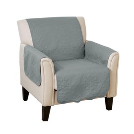 Linery & Co. Reversible Chair Cover Quilted Pet Furniture Protector - Mirage Gray / Flax