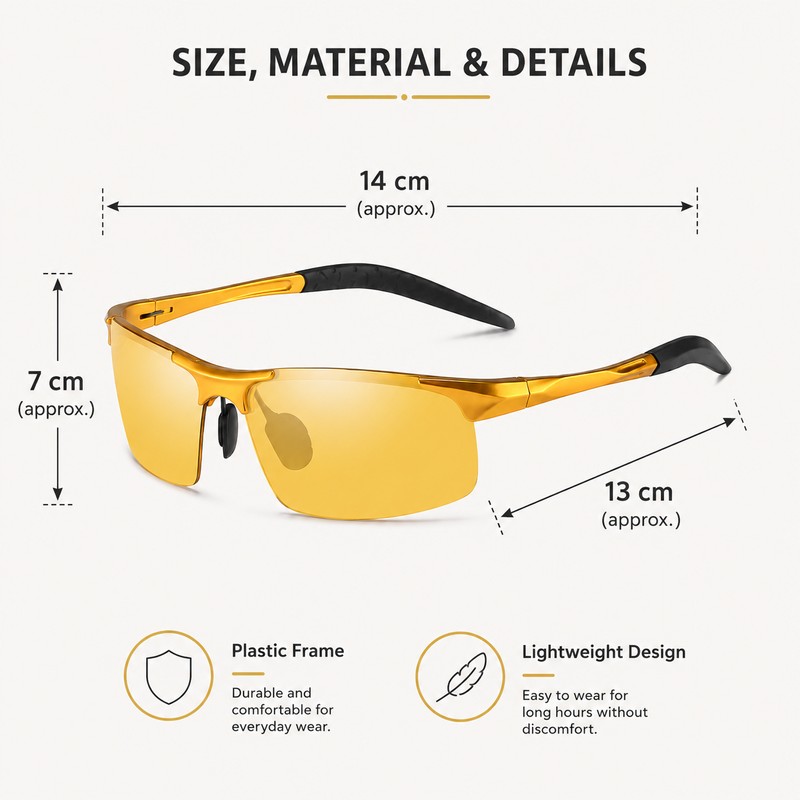 Yellow Lens Driving Glasses for Low-Light Use – Semi-Polarized Anti-Glare