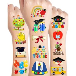 ANTING Tatuajes Temporales para La Graduación de Kínder de La Generación 2025, 15 Hojas(144 Piezas). Pegatinas con Temática de Graduación. Artículos de Decoración para Fiestas. Recuerdos para La Gradu