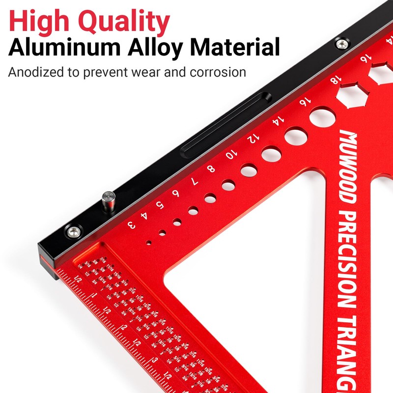 MUWOOD Precision Triangle Square 18 inch, Imperial Scale Framing Square