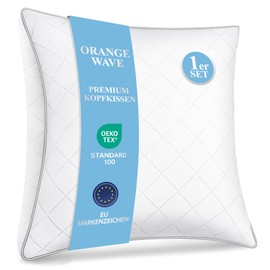 Orange Wave Pillow 40 x 80 cm, Set of 2 - 2 x 950 g Microfibre Sleeping Pillow, Soft & Breathable, Washable & Hypoallergenic, Oeko-Tex Certified Pillow for Side Sleepers and Back Sleepers