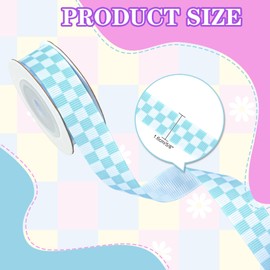 Whaline 4 Rolls Pastel Checkered Grosgrain Ribbons Fabric Craft Ribbon Pink Yellow Blue Purple Plaid Ribbon for Wreath Bow Gift Wrap Back to School Party Decor, 5/8", 20 Yards