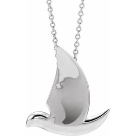 JewelryWeb 925 Sterling Silver 19.6x17.3mm 16 18 Inch Polished Holy Spirit Dove 16 18 Inch Necklace Pendant-Necklace for Women