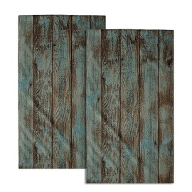 Giwawa Rustic Barn Wood Hand Towel 15x30 Set of 2, Vintage Teal Turquoise Brown Plank Fingertip Towel Retro Wooden Stripe Face Towel Country Grain Board Washcloth for Farmhouse Log Cabin Bathroom