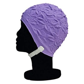 Blue Reef Latex Lily Soft and Bendy Plain 3D Effect Floral Ladies Classic Retro Vintage Look Swim Cap Generous One Size Adult with Adjustable Strap