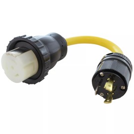 AC WORKS® 1.5FT L5-30P 30A 3-Prong Locking Plug to RV/ Marine NEMA SS2-50R 50A Connector