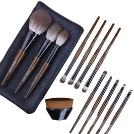 Juego de 12 brochas maquillaje, juego completo brocha profesional súper suave portátil for sombra ojos                                                