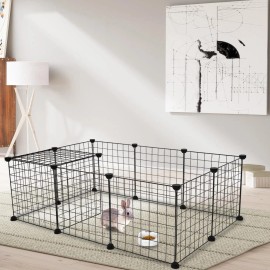 efunmodern 12 x Metal Panels Dog Playpen Crate Fence Pet Play Pen Exercise Cage Wire Yard