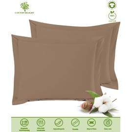 Cotton Delight Taupe 26x26 Euro Pillow Shams Set of 2, 100% Pure Cotton, 800 Thread Count, Envelope Closure, Machine Washable